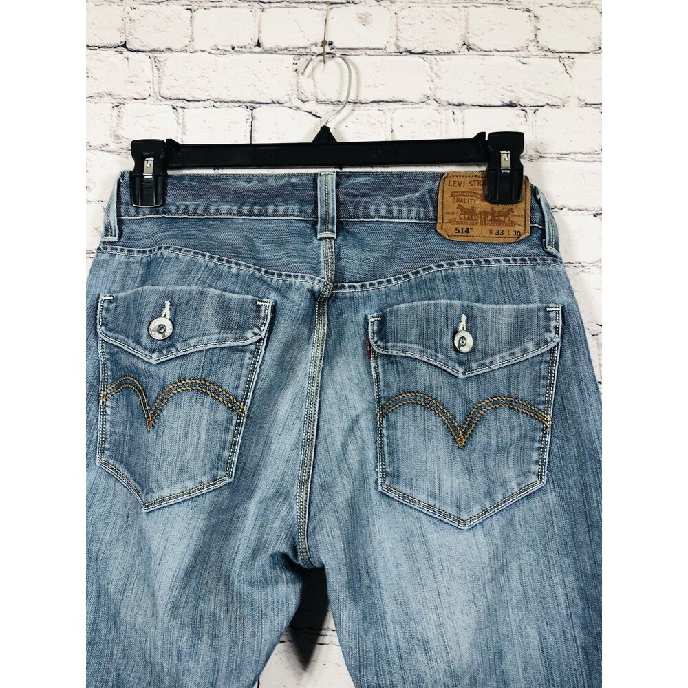Levi's Men 514 Slim Straight Jeans Flap Pocket Medium Wash Blue Size 33x30 - Picture 5 of 6